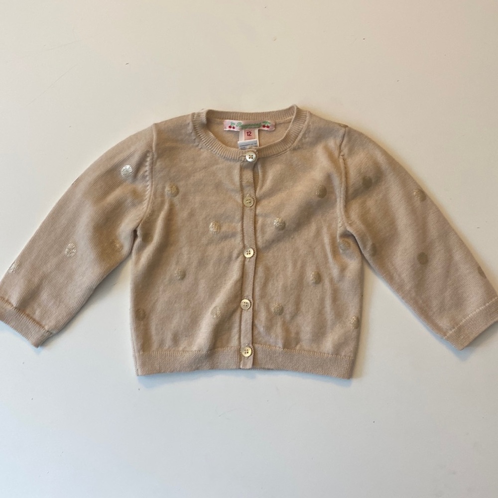 Authentic BONPOINT Girls Beige Cardigan Sweater 6M